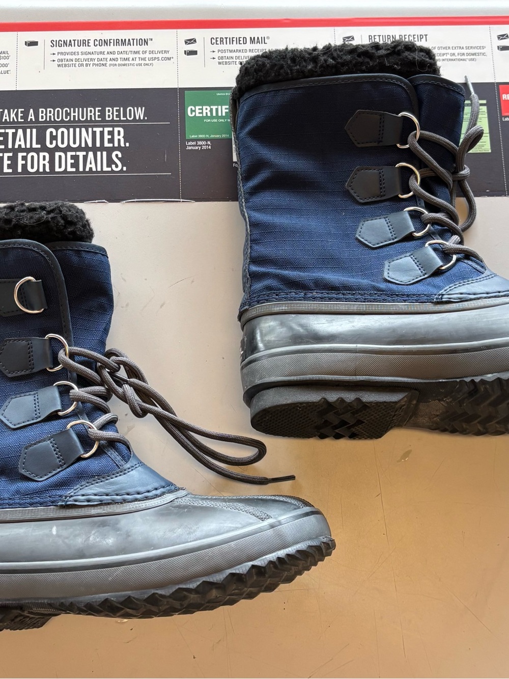 Sorel Navy Blue and Black Waterproof Lace-Up Winter Boots - Picture 2 of 4